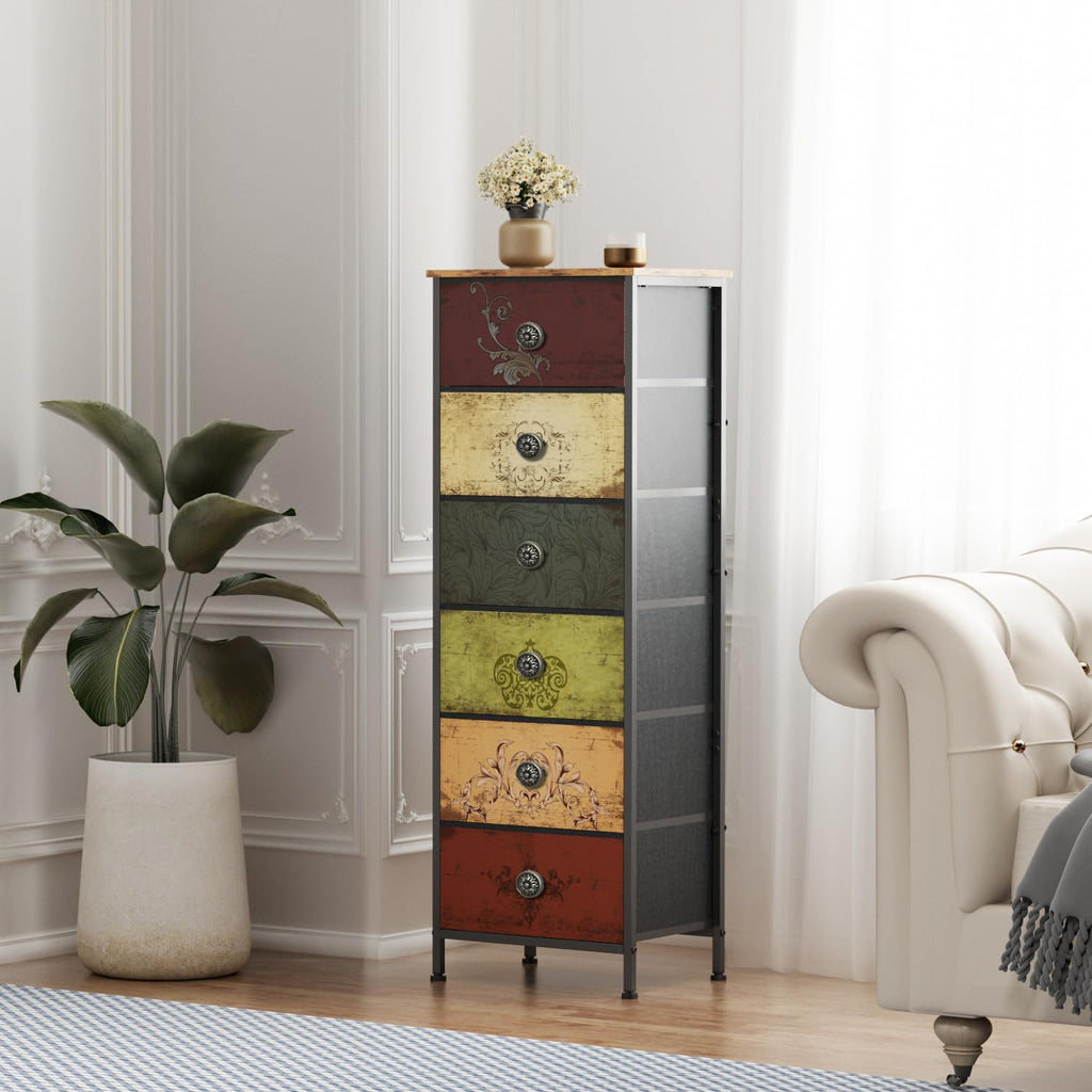 Tall 6 Drawer Fabric Dresser M2513