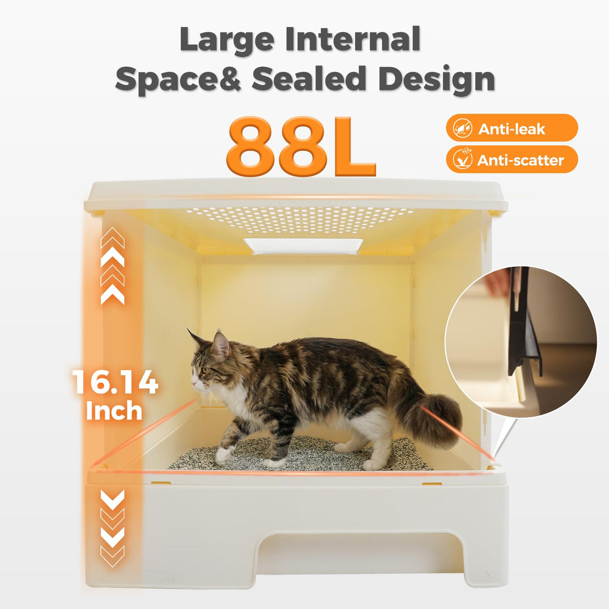 Large Enclosed Drawer Cat Litter Box with Dual Entry D779328