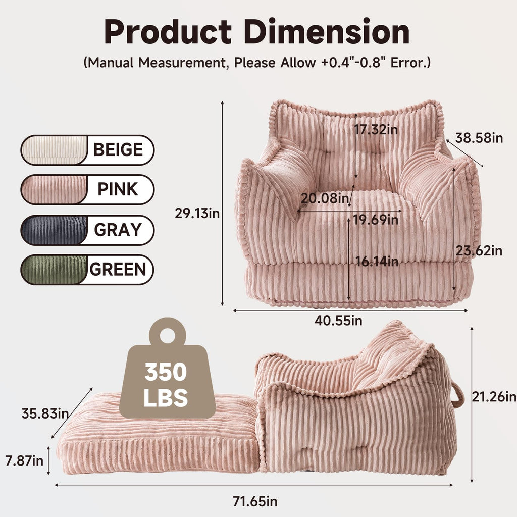 2 in 1 Folding Sofa Bed Pink I7946