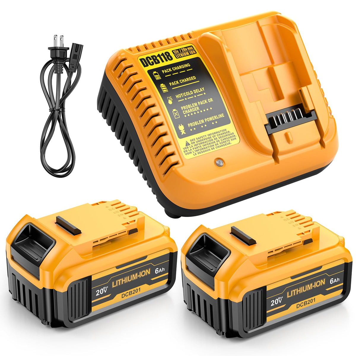 2 Pack 20v Max 6.0mAh Replacement Battery with Charger Station W437