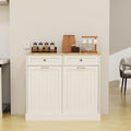 White Double Tilt Out Trash Cabinet with Drawers D5059