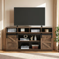 Brown TV Stand with Storage Cabinets & Sliding Barn Doors O68949