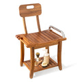 Teak Shower Bench with Handles and Backrest A1546