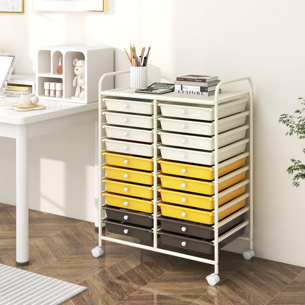20 Drawer Rolling Storage Cart with Lockable Wheels U435750