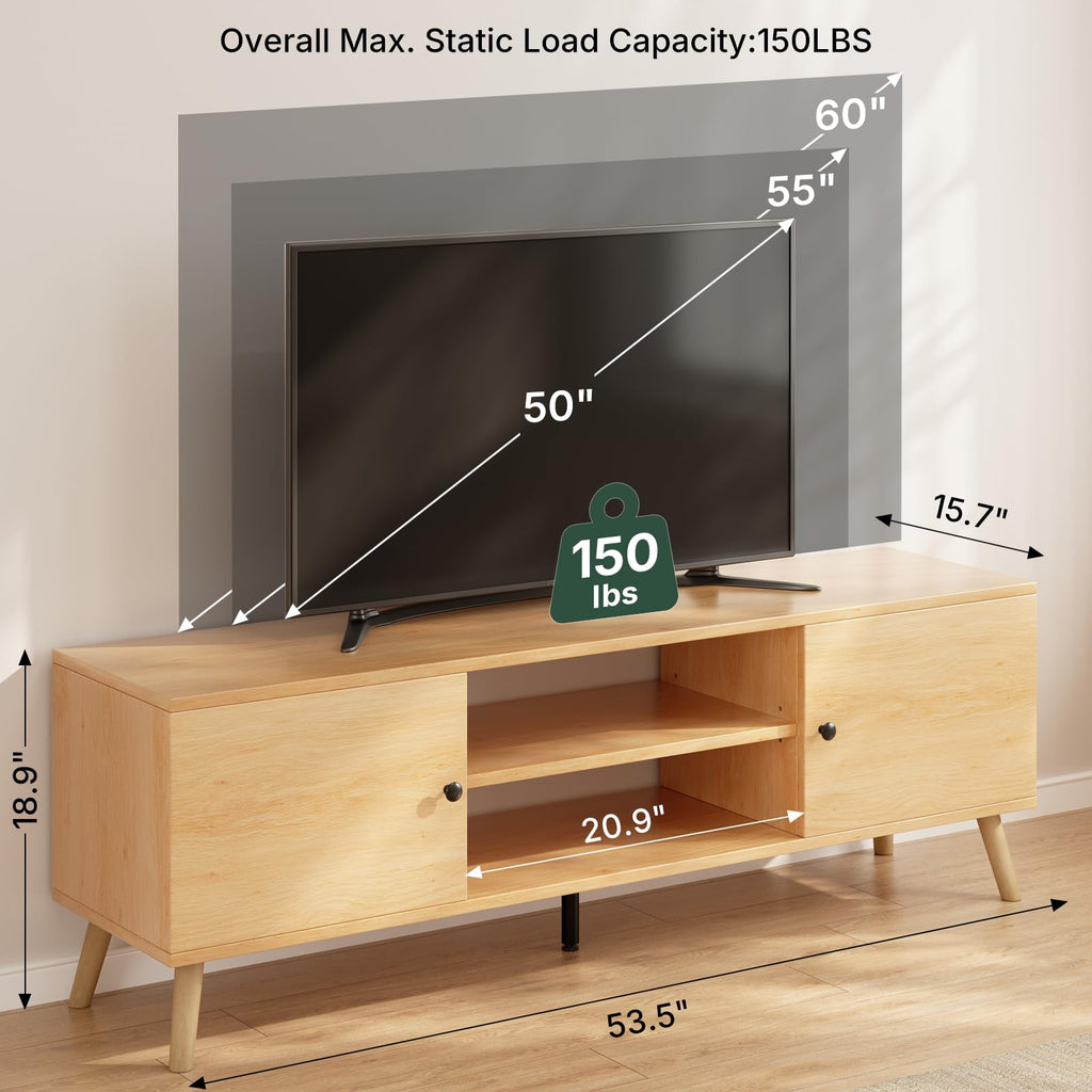 55 60 inch Wood TV Stand with 2 Cabinets U502
