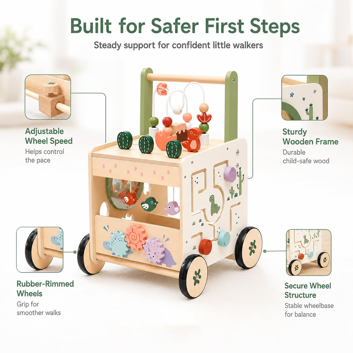 Wooden Baby Walker with Activity Center E45410