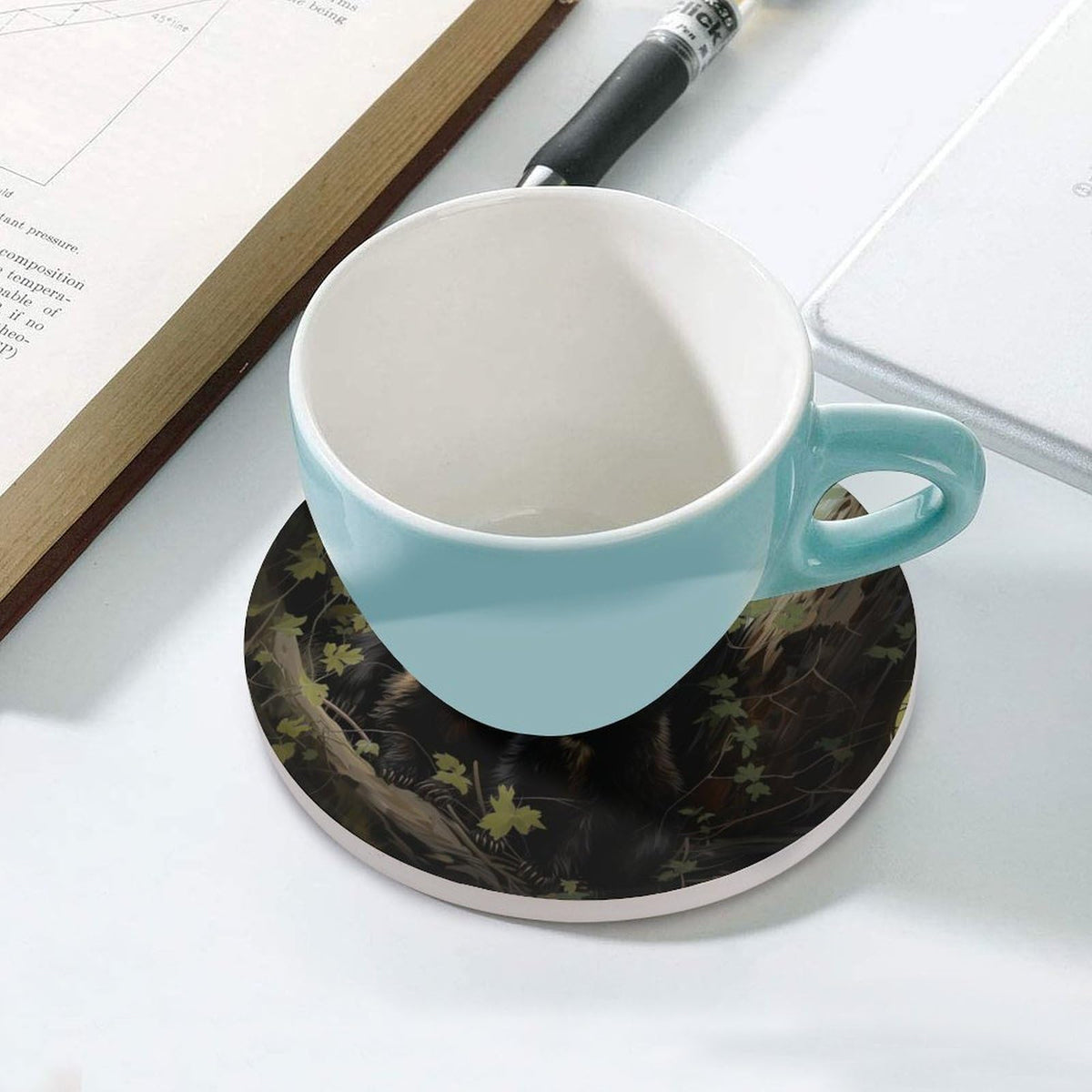 Absorbent Ceramic Stone Coasters Set of 4 Cork Base H72933