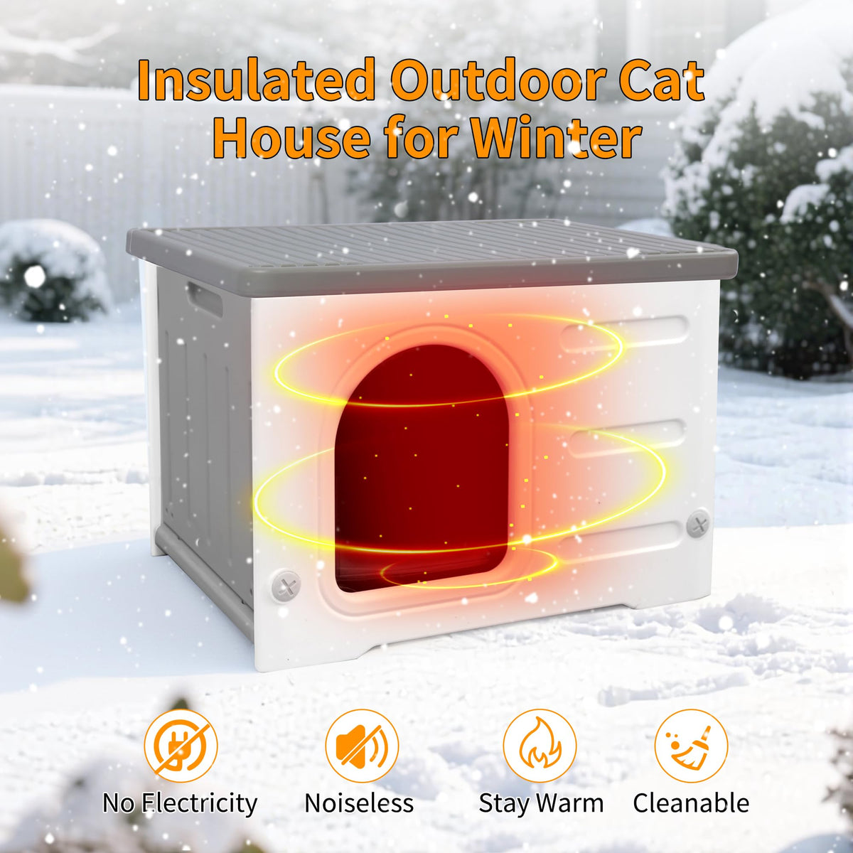 Insulated Outdoor Cat House with Liner J8217