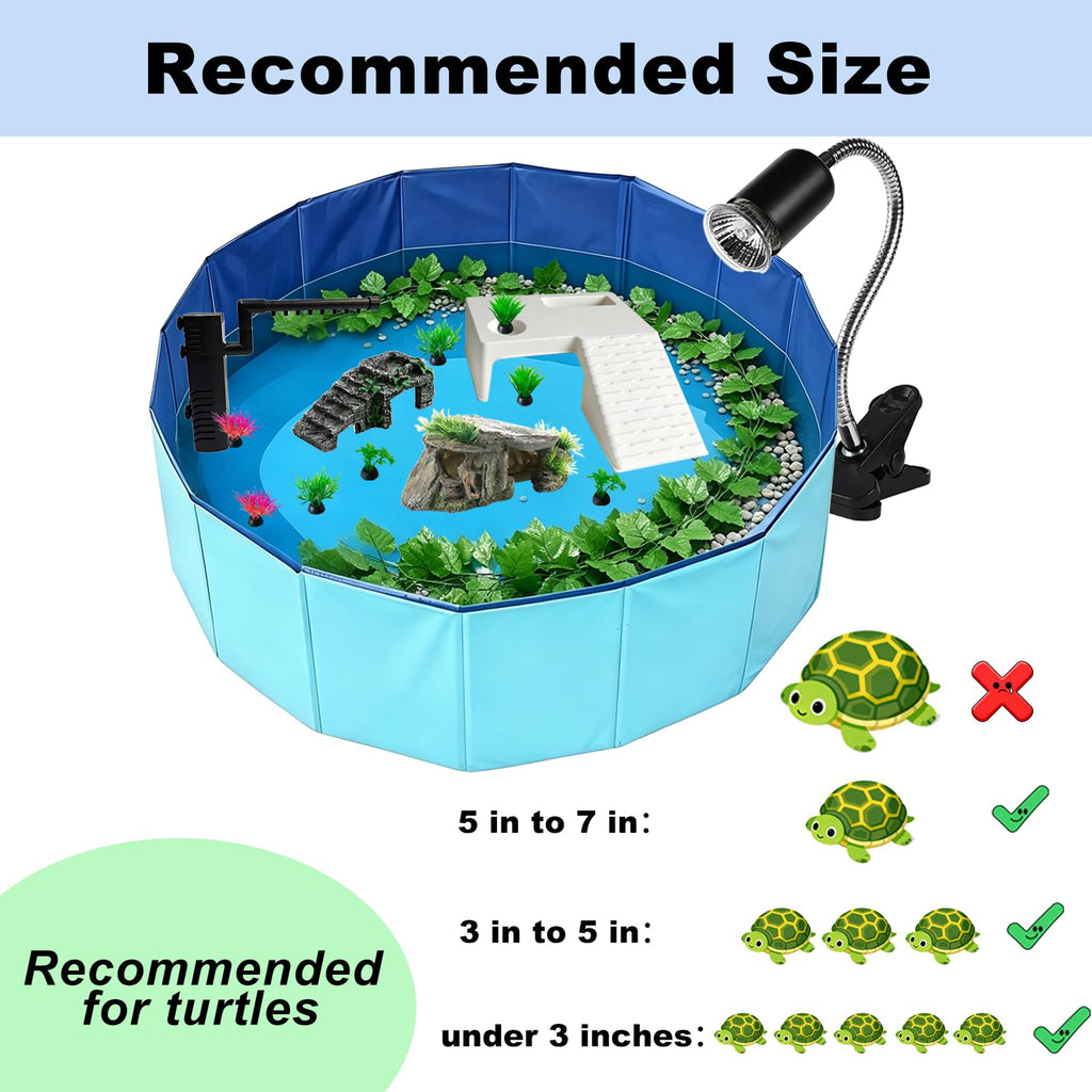 22.8 inch Turtle Tank Habitat Kit with Basking Platform E51094