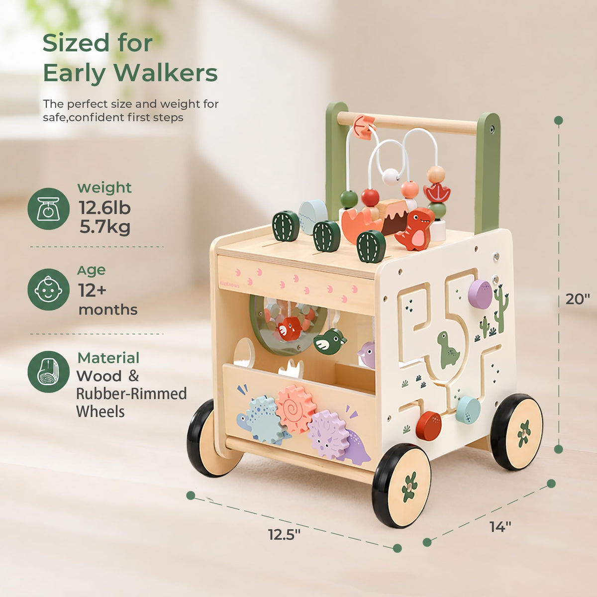Wooden Baby Walker with Activity Center E45410