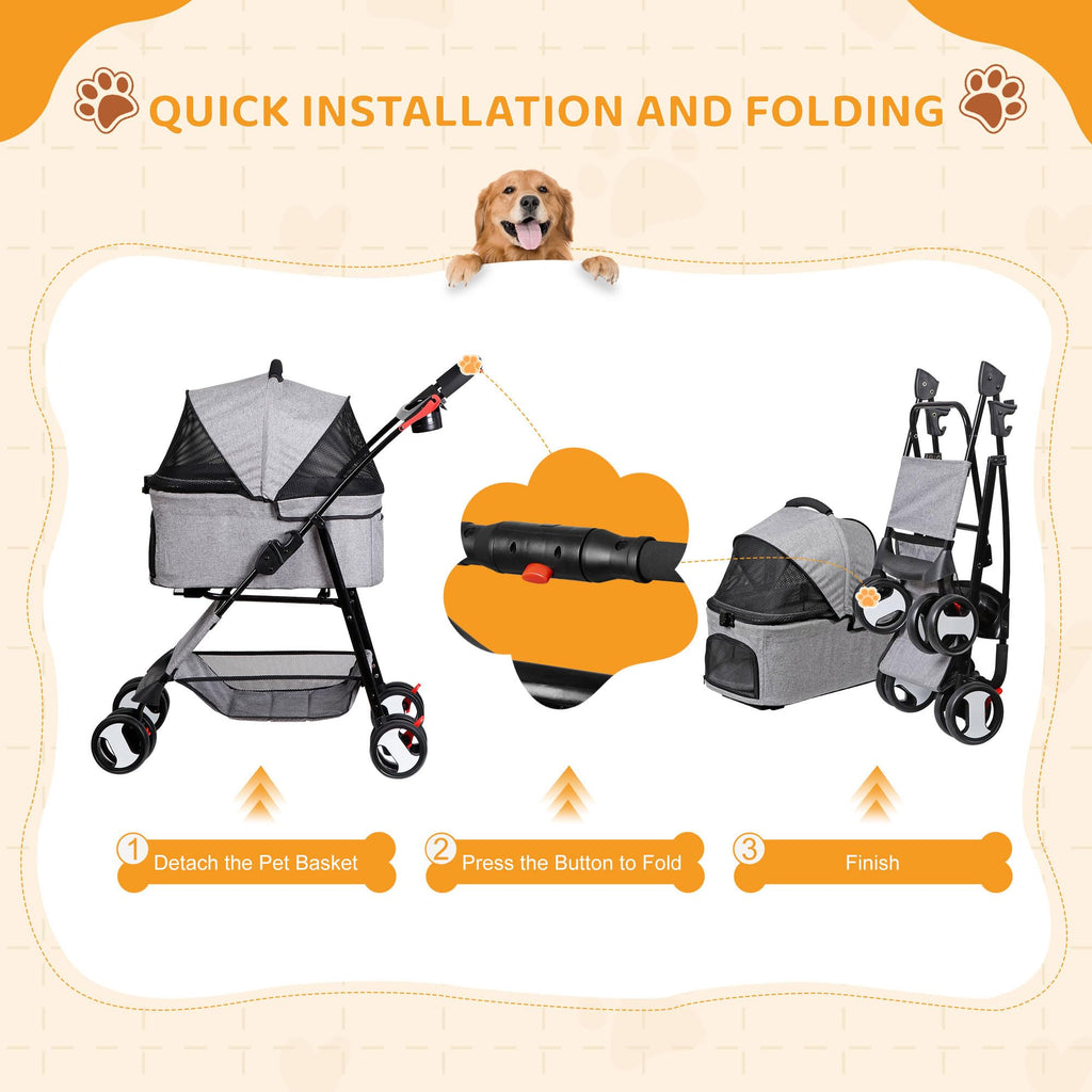 3 in1 Foldable Pet Stroller with 4 Wheels G56796