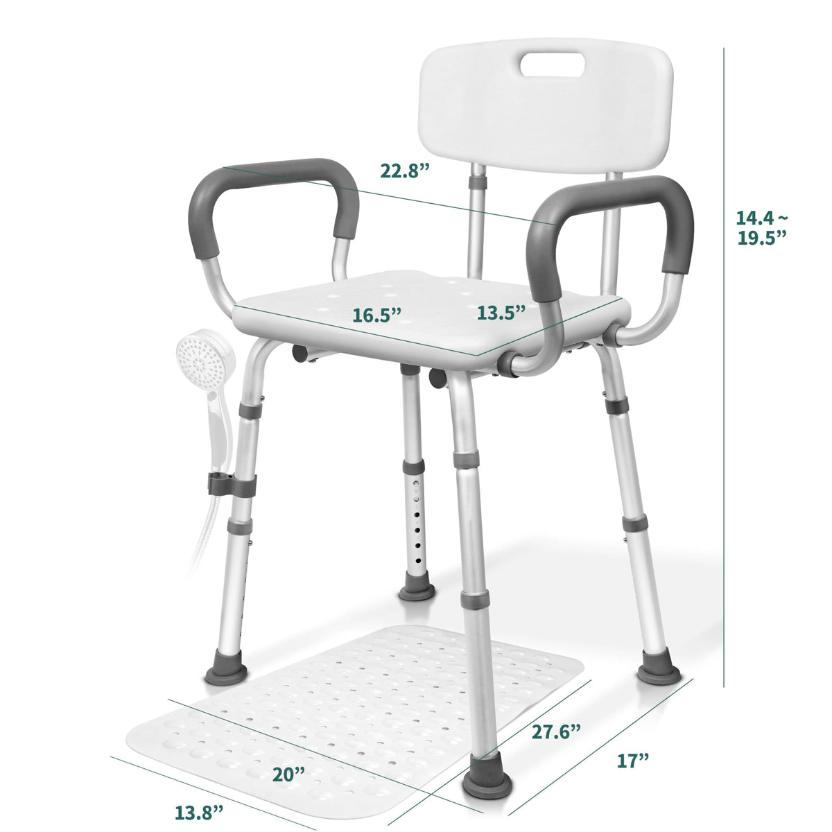 Adjustable Shower Chair with Mat C2893