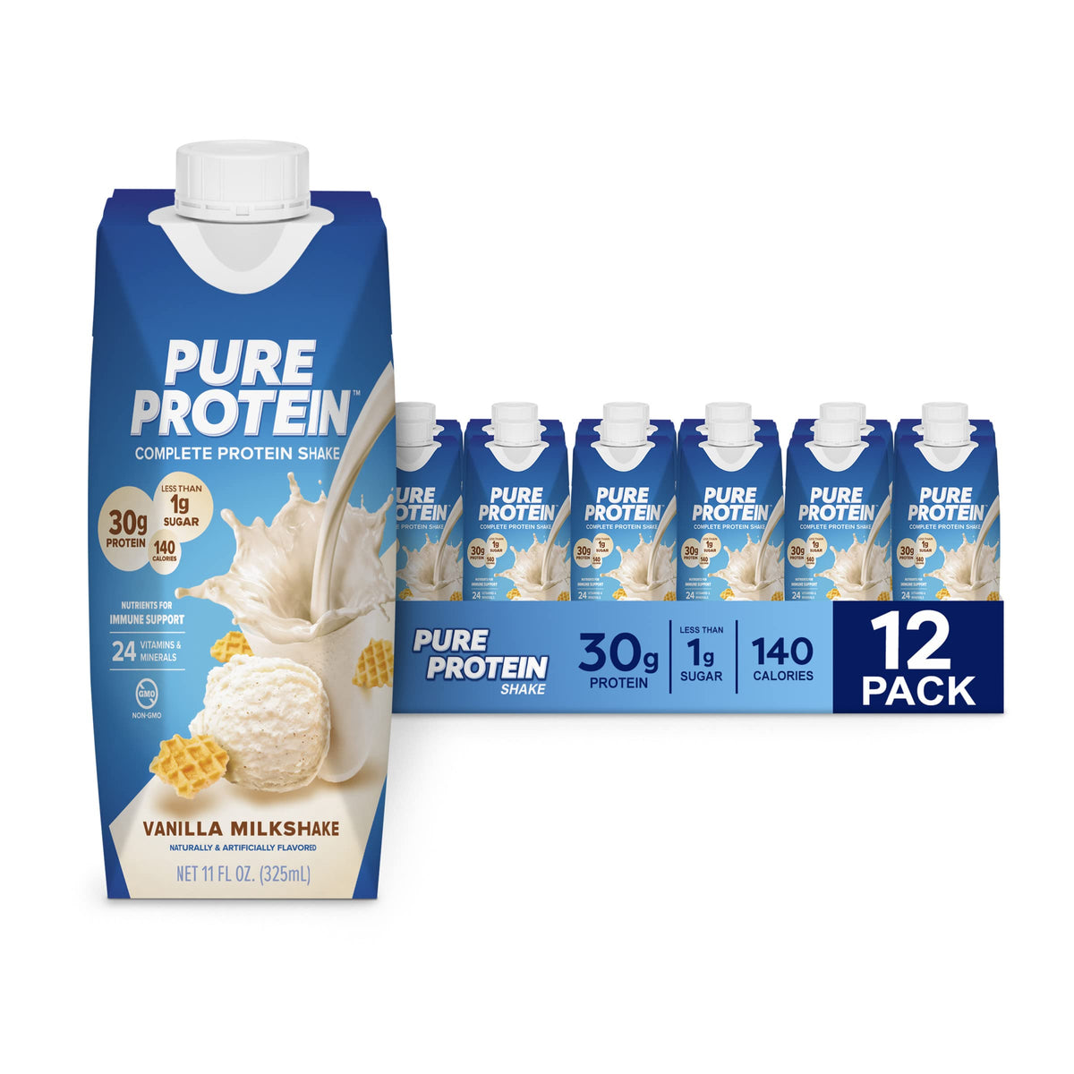 Vanilla Protein Shake, 30g Protein, Vitamins A, C, D, E, Zinc, Low Sugar, Gluten Free I802868