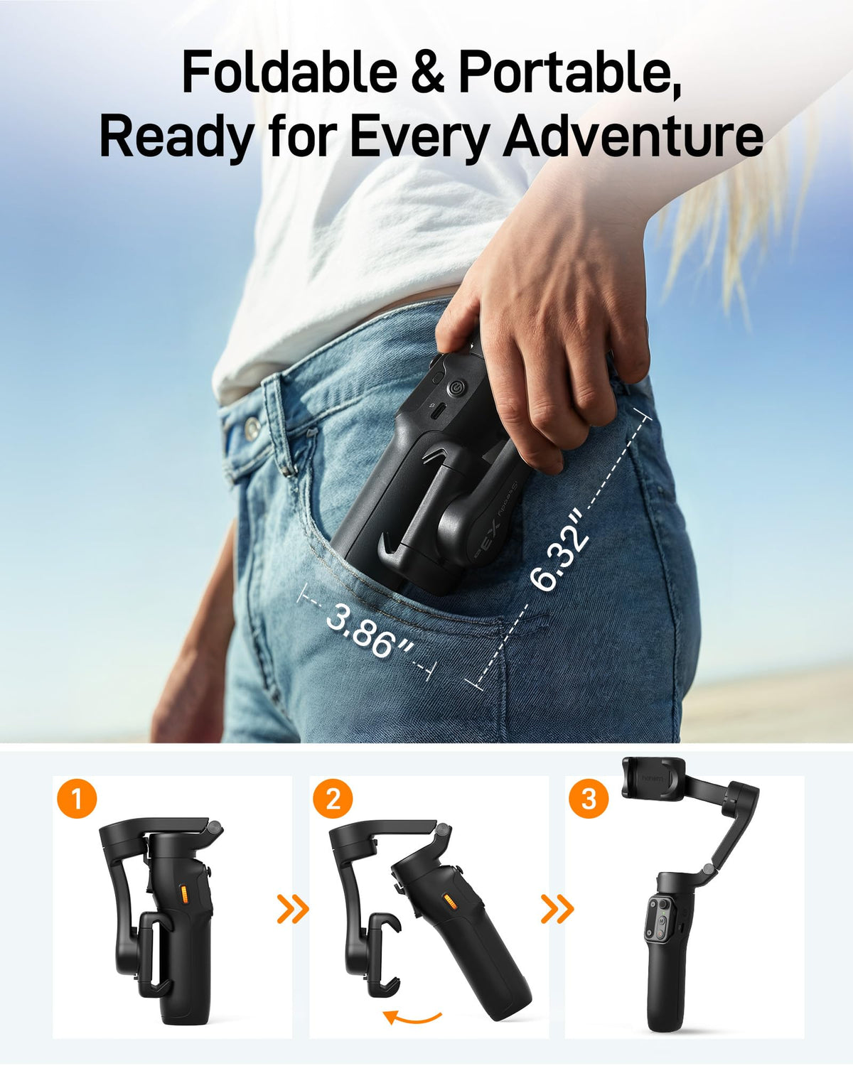 Black 3-Axis Gimbal Stabilizer E883