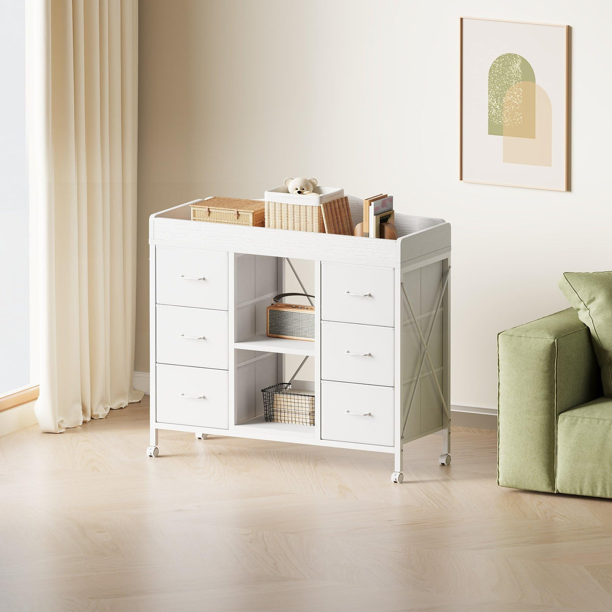 White 6 Drawer Dresser L67289