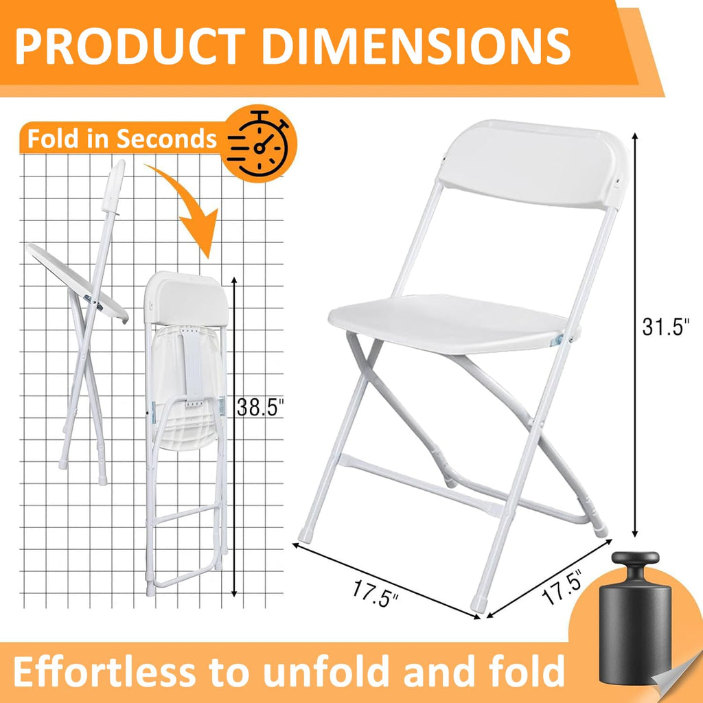 White 10 Pack Plastic Folding Chairs with Steel Frame L616991