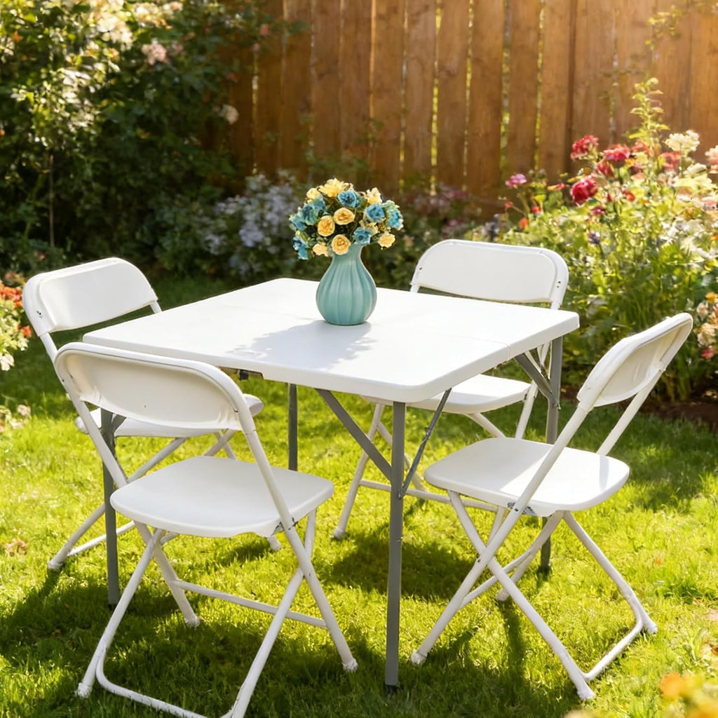 White 10 Pack Plastic Folding Chairs with Steel Frame L616991