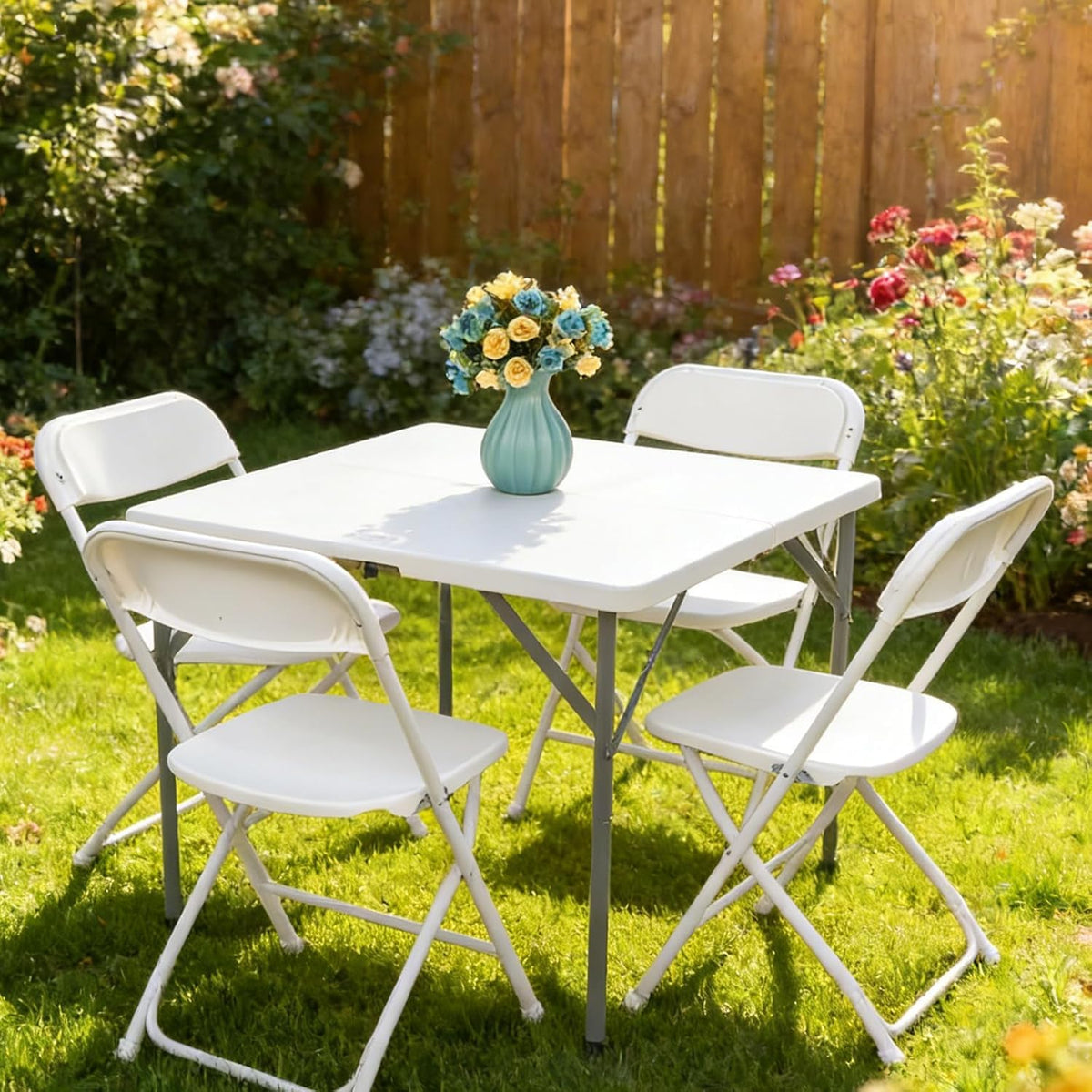 White 10 Pack Plastic Folding Chairs with Steel Frame L616991