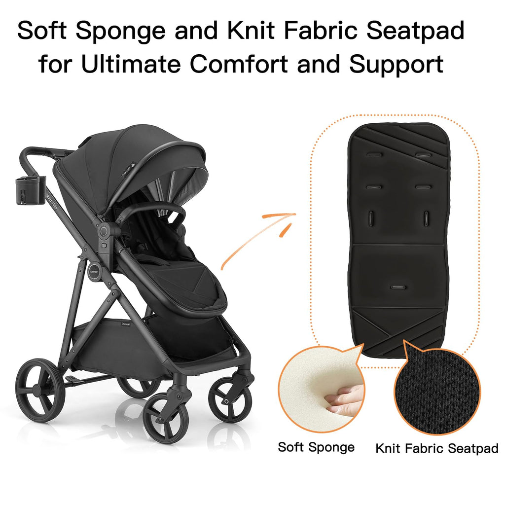 3-in-1 Convertible Baby Stroller with Reversible Seat Black E38513