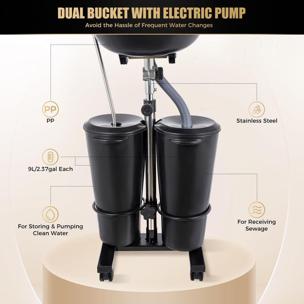 Portable Electric Pump Shampoo Bowl with 2 Buckets X509985