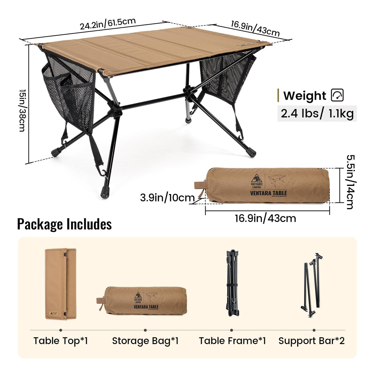 Ultralight Foldable Camping Table 2.4 lbs D3913