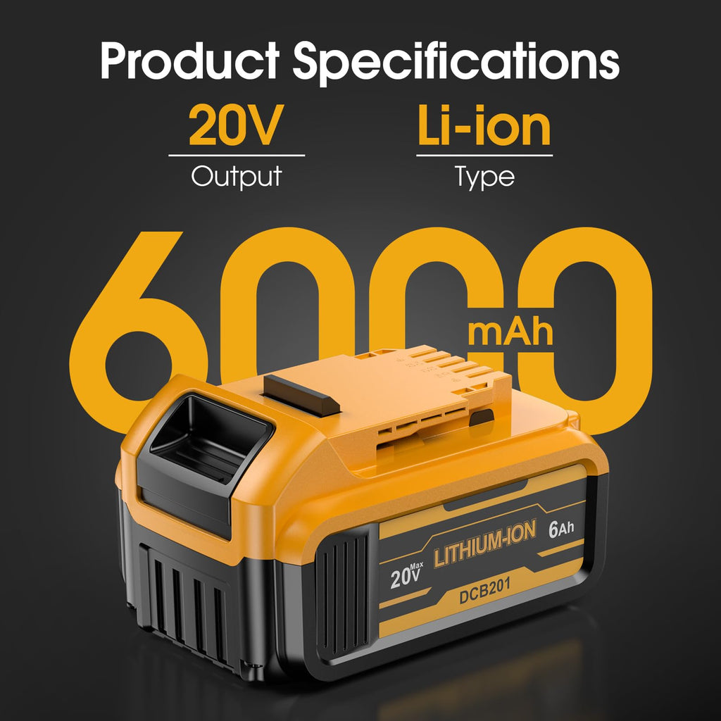 2 Pack 20v Max 6.0mAh Replacement Battery with Charger Station W437