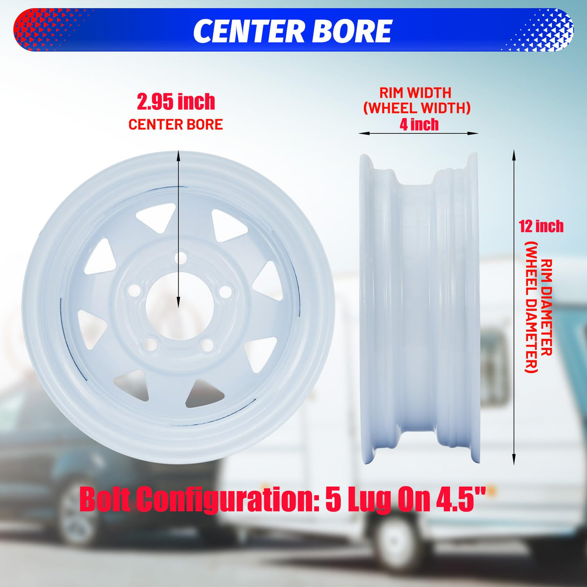 2 Pack 4.80-12 Trailer Tires with 12 inch Rims Z896529