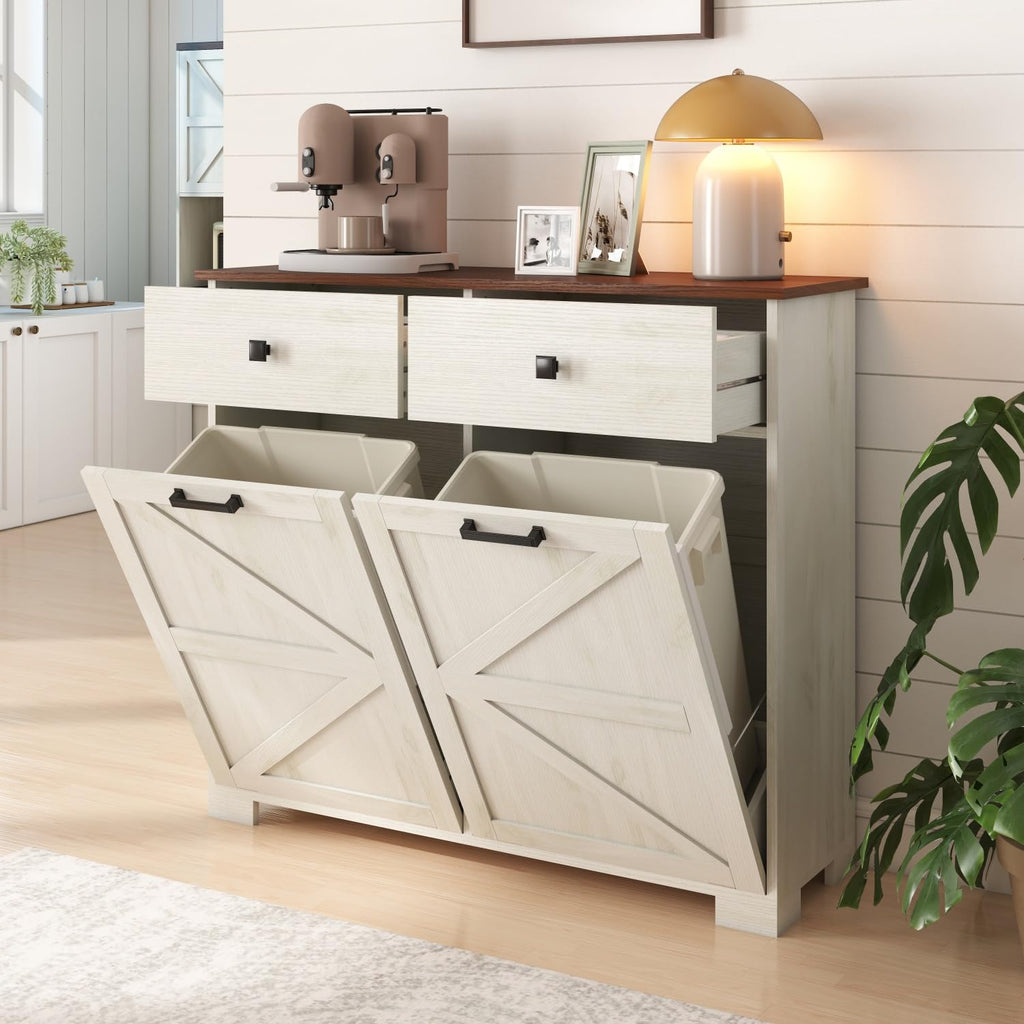 Double Tilt Out Trash Cabinet with Hideaway Drawer P641240