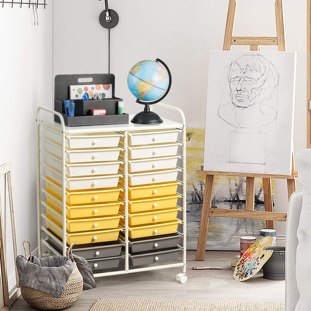 20 Drawer Rolling Storage Cart with Lockable Wheels U435750