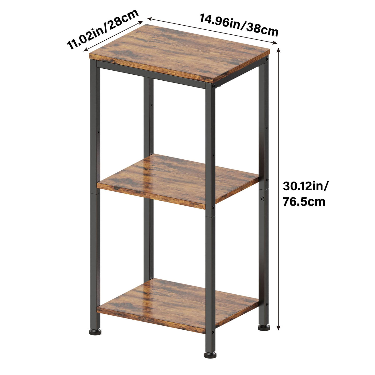 3 Tier End Table with Storage Shelves G553