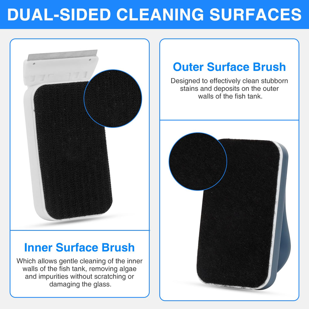 Magnetic Glass Cleaner Brush with 2 Detachable Scrapers U553930