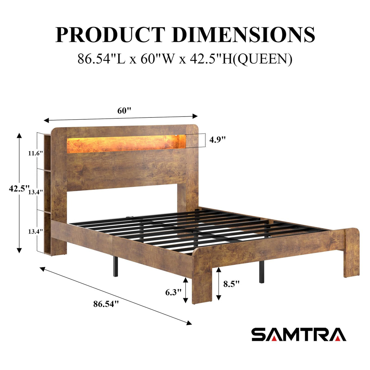 Queen Bed Frame with Wooden Headboard Z71504