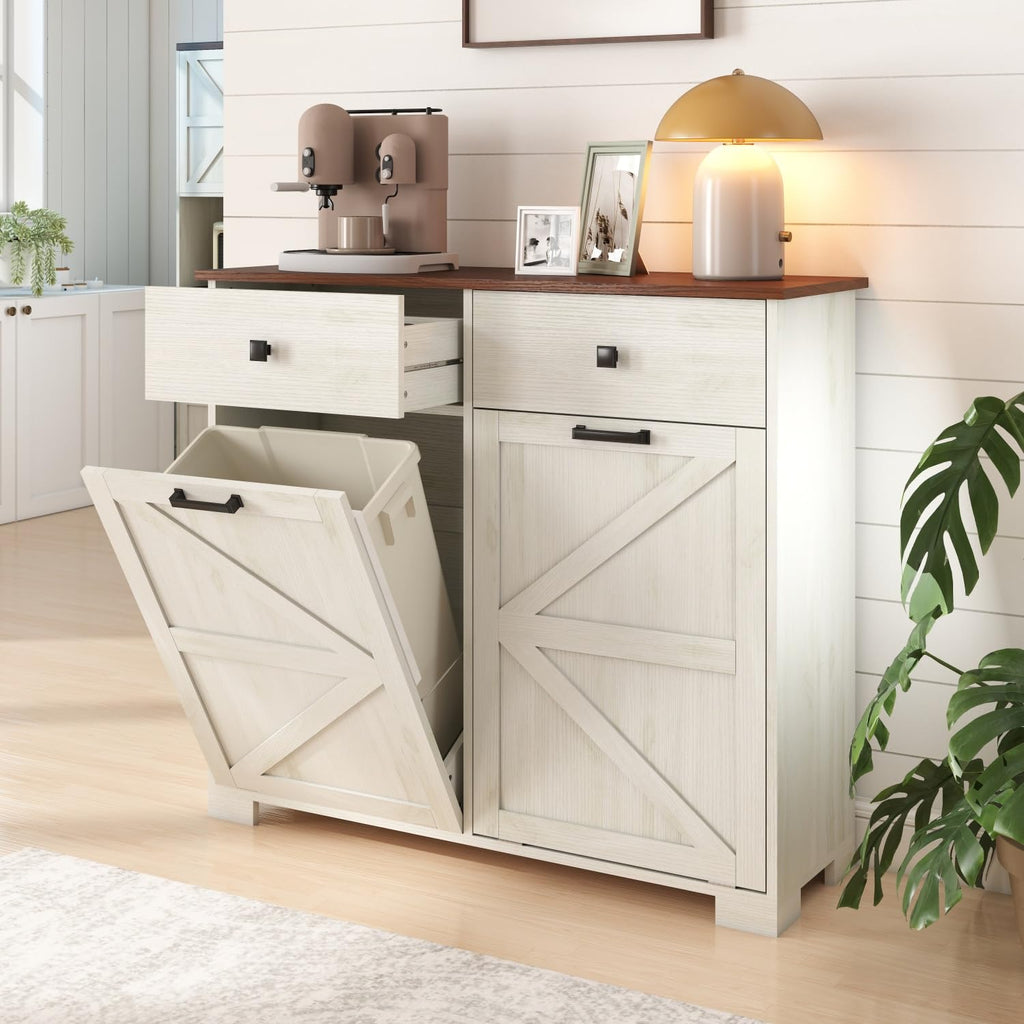 Double Tilt Out Trash Cabinet with Hideaway Drawer P641240