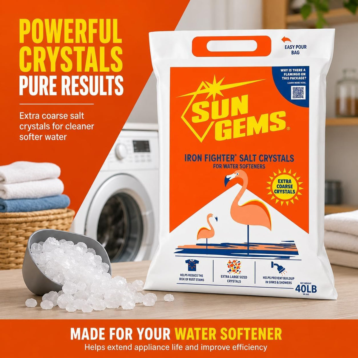 Water Softener Salt Crystals 40 lb Extra Coarse D7700