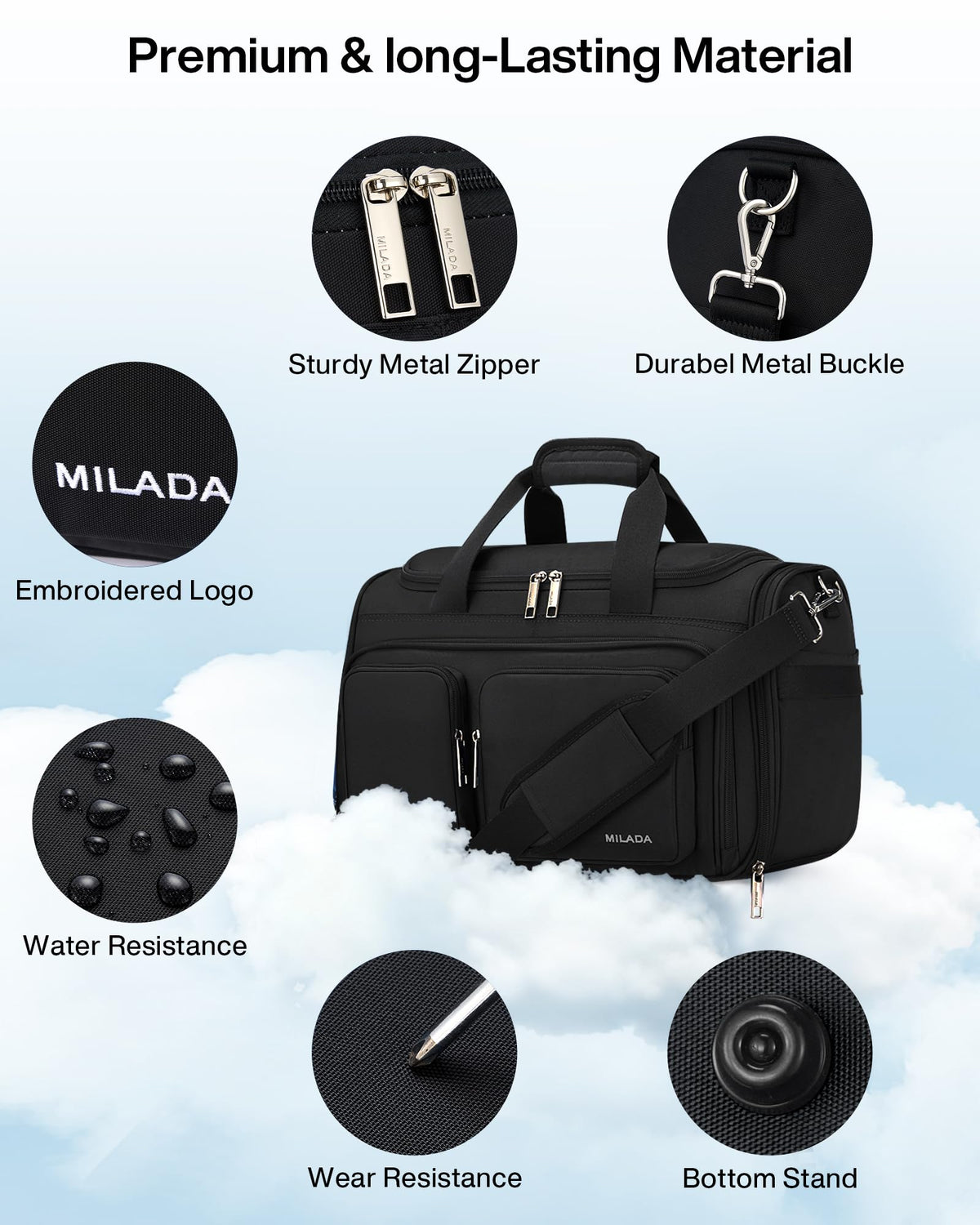 Lightweight Foldable Underseat Carry On Luggage Black F40490