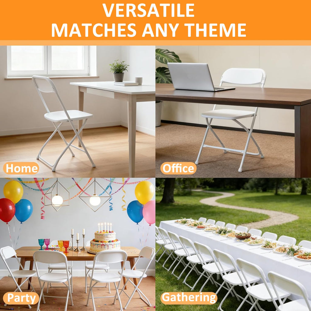White 10 Pack Plastic Folding Chairs with Steel Frame L616991