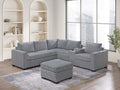 Light Gray Corduroy Upholstered Sectional Sofa Set I634805