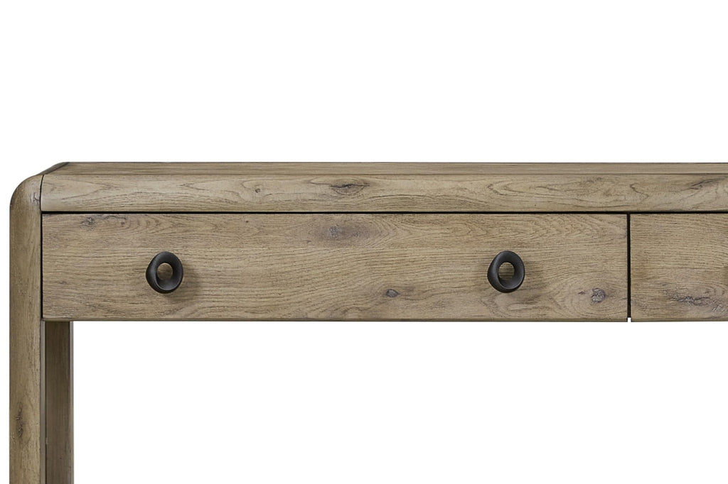 Oak Console Table with Two Drawers and Lower Shelf T4351