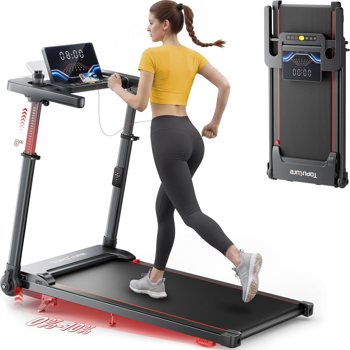 Foldable Treadmill with Incline and Adjustable Handle Bar G2097