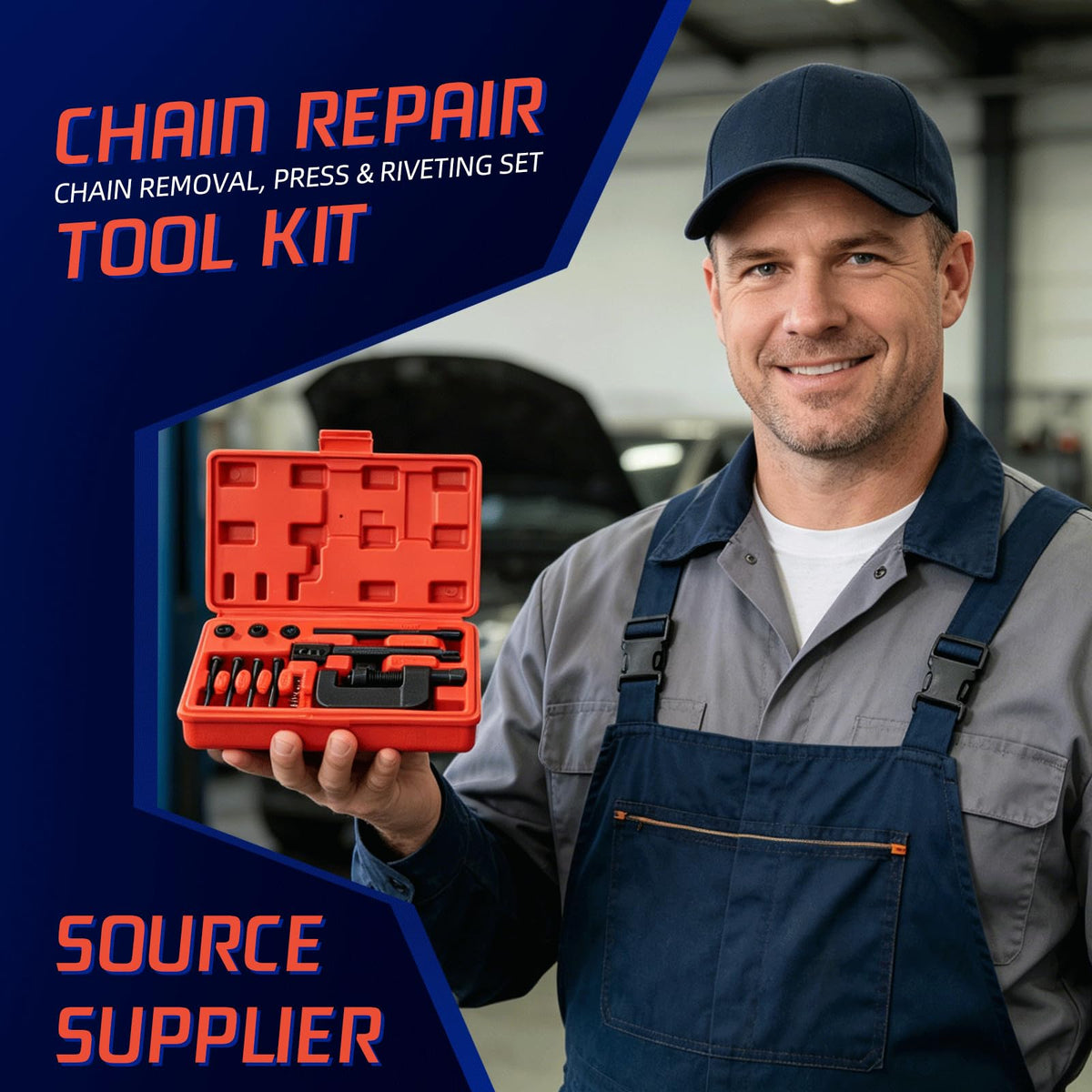 13PCS Motorcycle Chain Breaker Kit with Storage Case Z885895