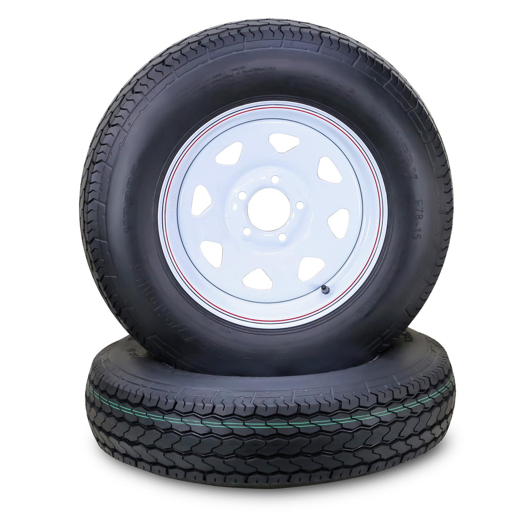 Trailer Tire Wheel ST205/75D15 6PR 101L 5X4.5 White Spoke Pk2 O16189