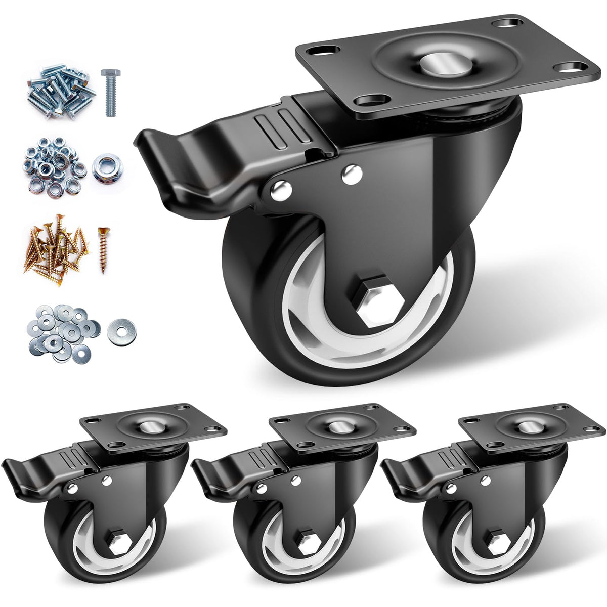 3 Inch Swivel Casters Set of 4 with Brake I622269