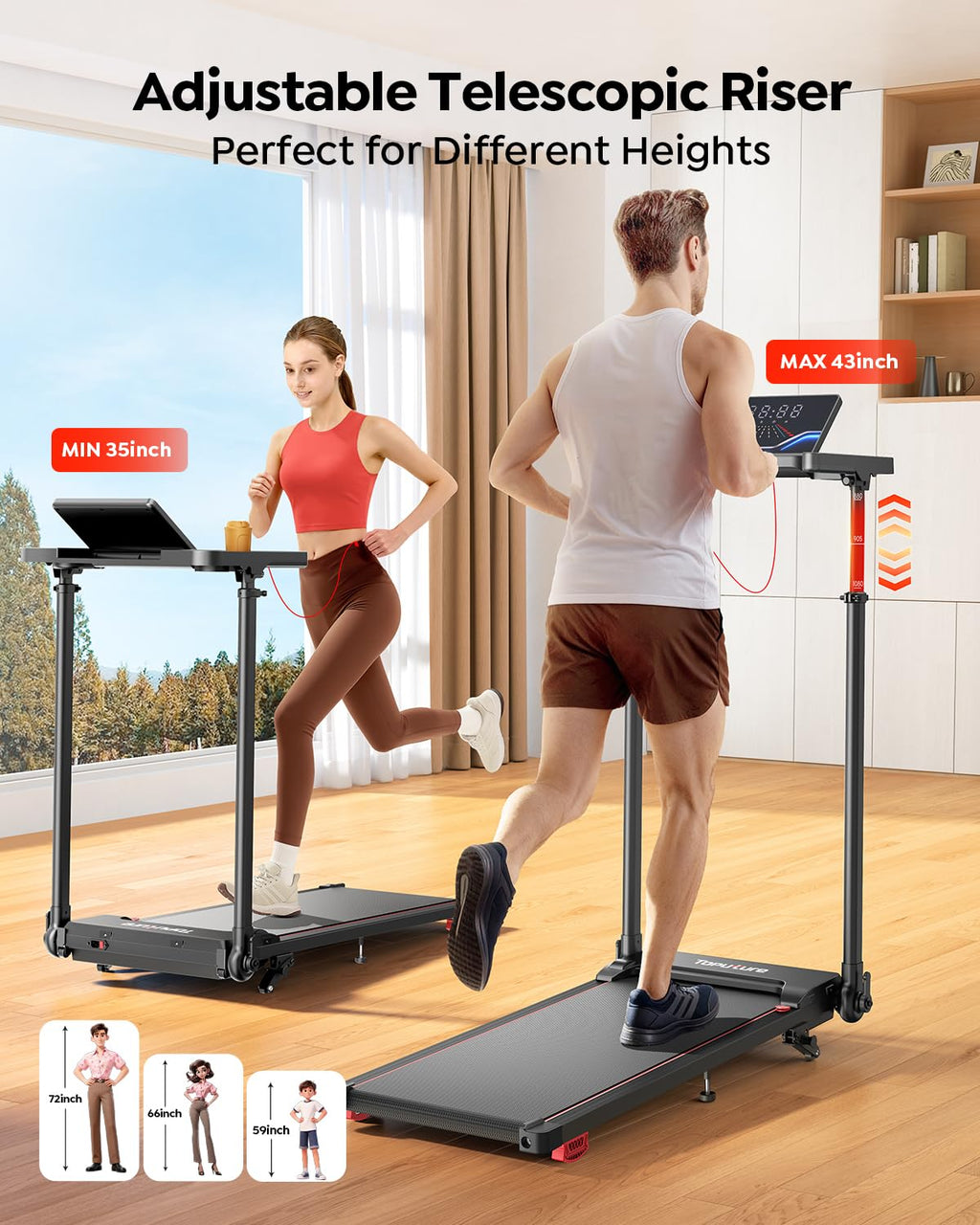 Foldable Treadmill with Incline and Adjustable Handle Bar G2097