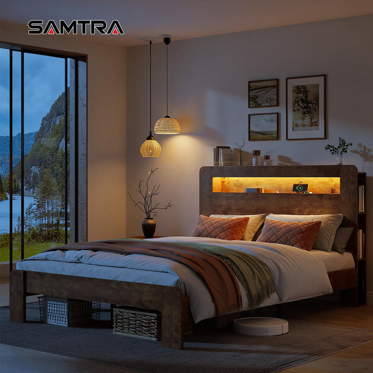 Queen Bed Frame with Wooden Headboard Z71504
