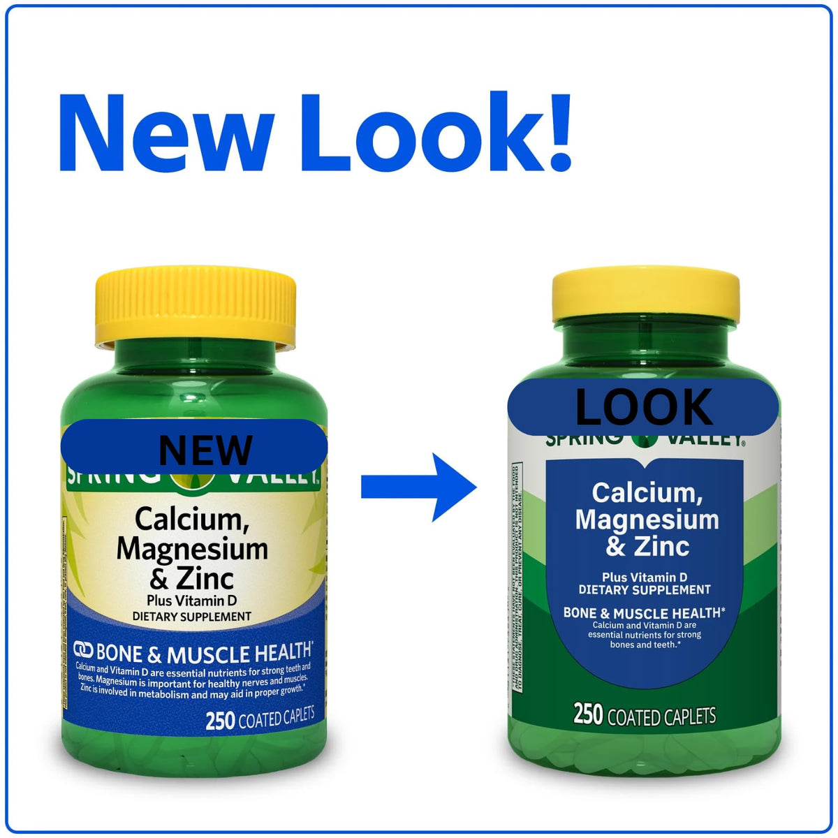 Calcium Magnesium Zinc Vitamin D3 Dietary Supplement 250 Coated Caplets H477077