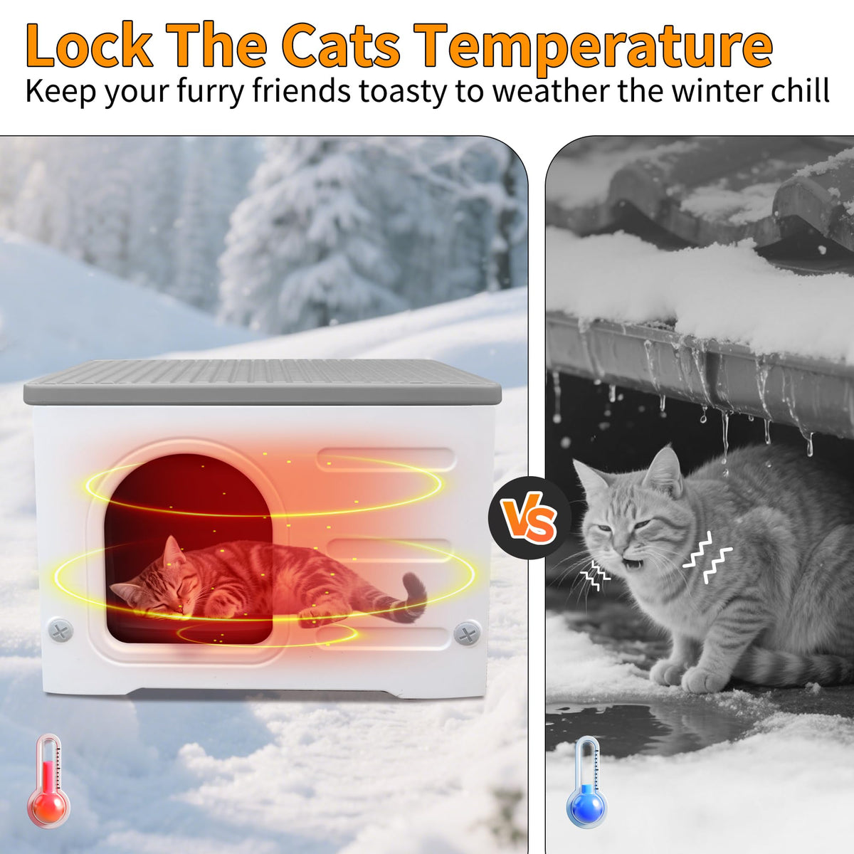 Insulated Outdoor Cat House with Liner J8217