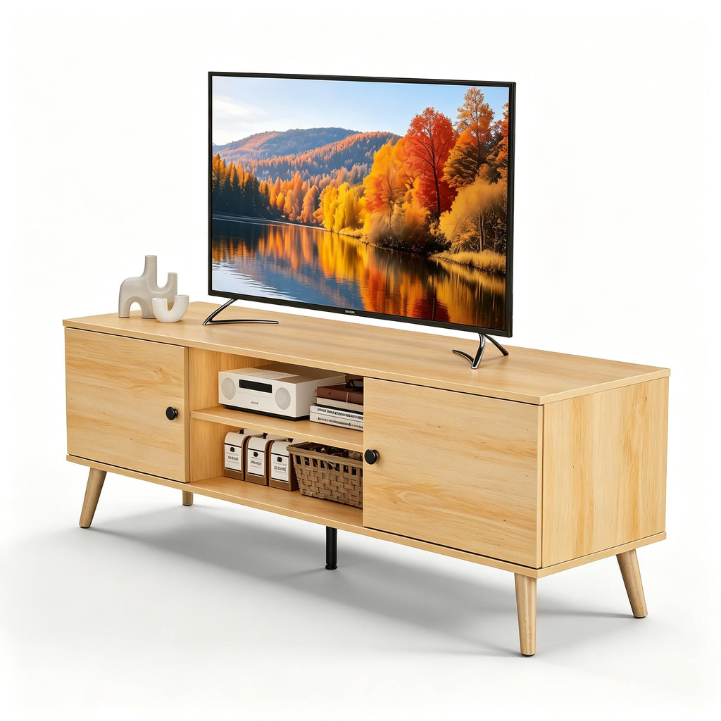 55 60 inch Wood TV Stand with 2 Cabinets U502
