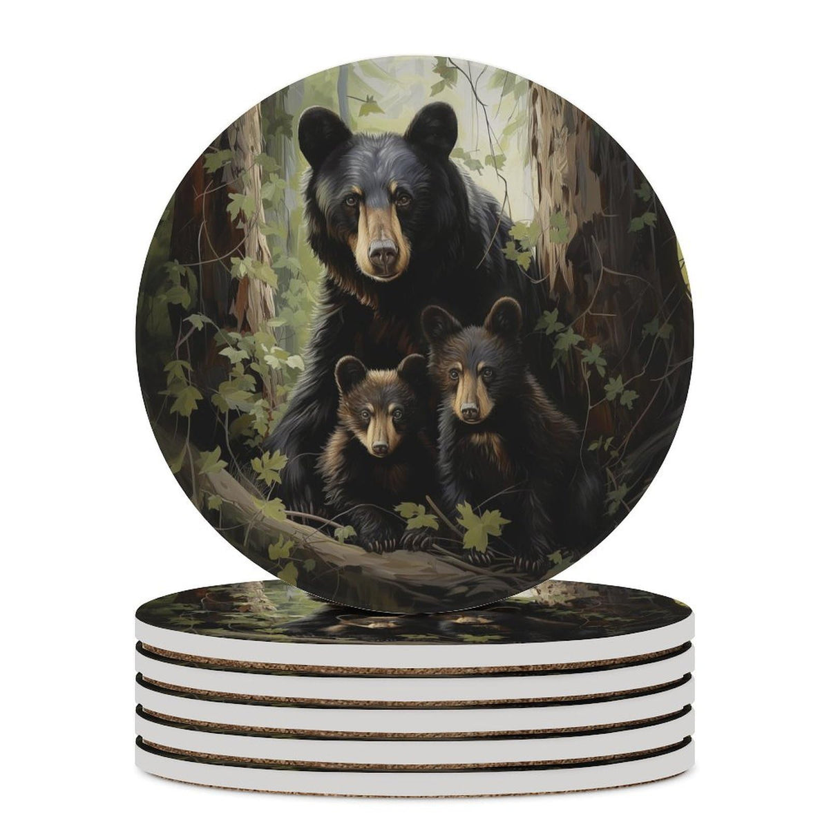 Absorbent Ceramic Stone Coasters Set of 4 Cork Base H72933
