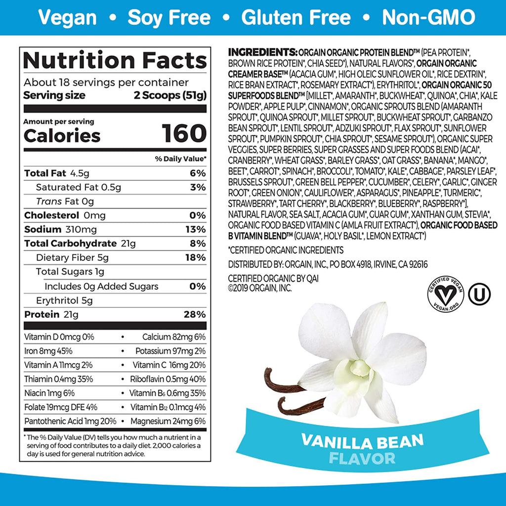 Organic Vegan Protein Powder + Greens Vanilla Bean R24212