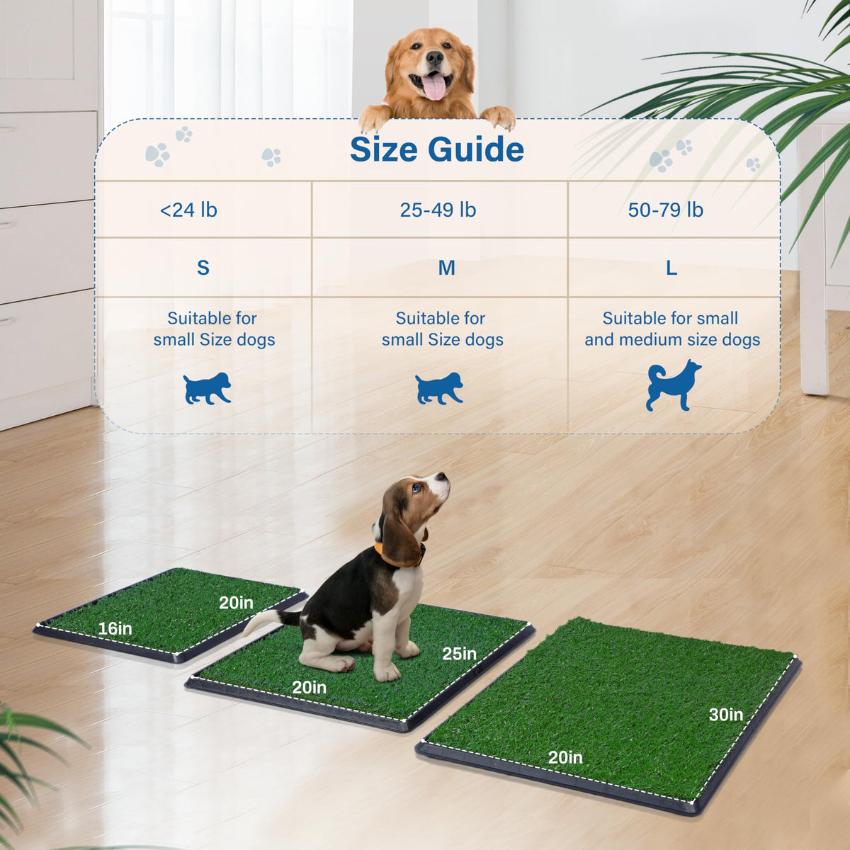 20"x25" Artificial Grass Dog Potty Pad with Tray M981558